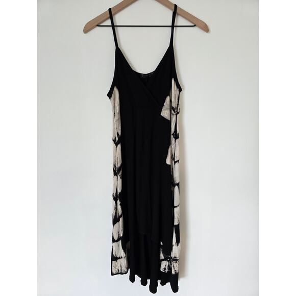 T Party Boho Tie Dye Black Midi Dress Sz L Asymmetrical Hem - Picture 4 of 5